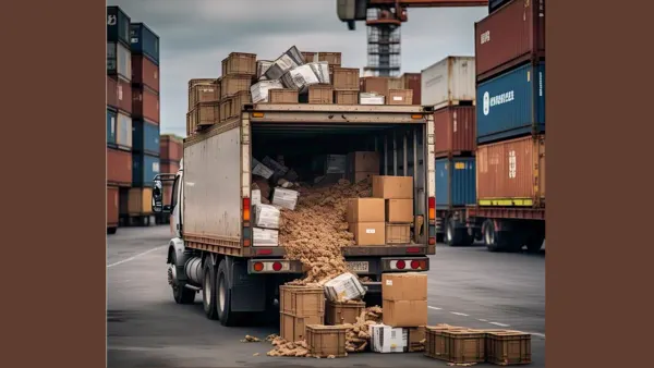 Overloaded truck spilling boxes, symbolizing the confusion from teaching all IELTS True/False/Not Given tips at once