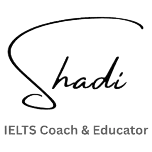 Shadi – IELTS Coach and Educator logo in handwritten script